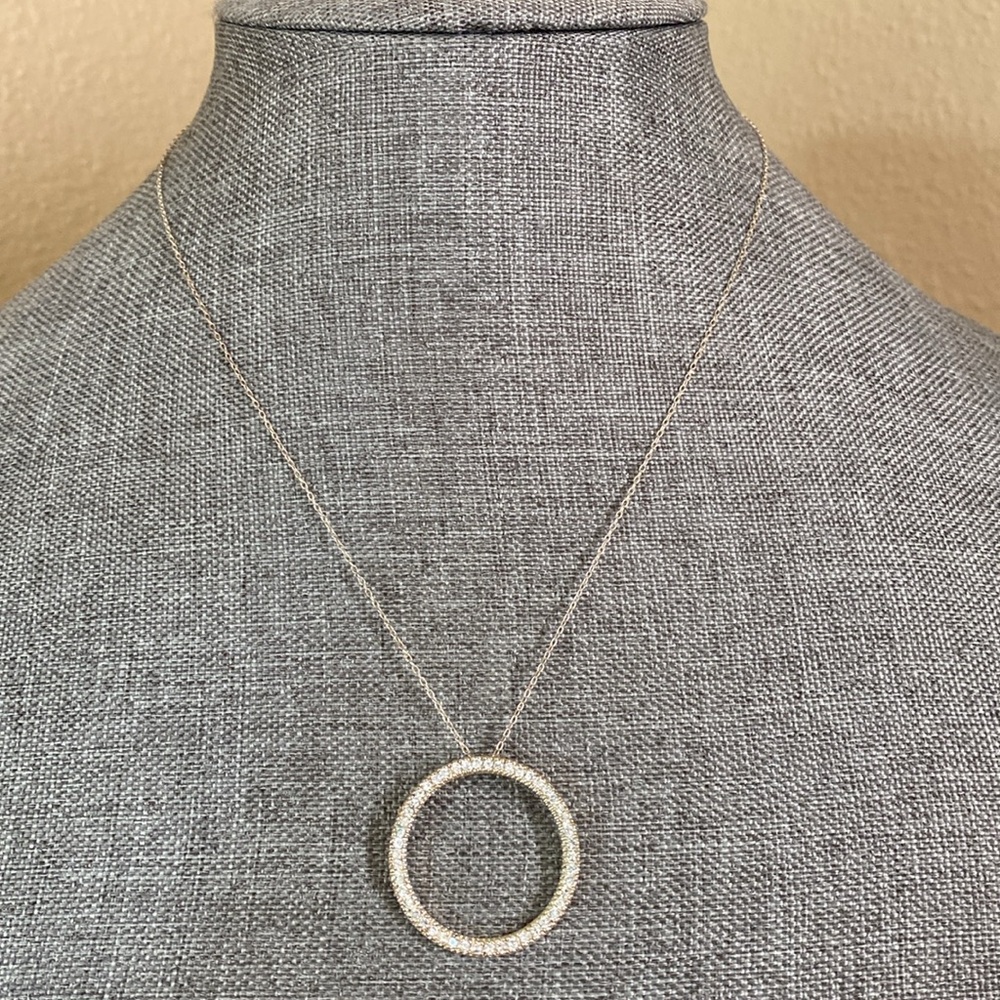 Sterling Silver CZ Circle of Life Eternity Pendant Necklace 925